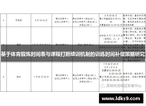 基于体育锻炼时间表与课程打断续训机制的训练时间补偿策略研究